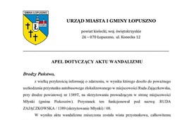 Apel Burmistrza Miasta i Gminy Łopuszno