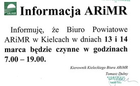 Informacja ARiMR 13.03.2018