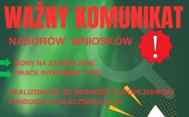 Nabór wniosków – bony na zasiedlenie, prace interwencyjne